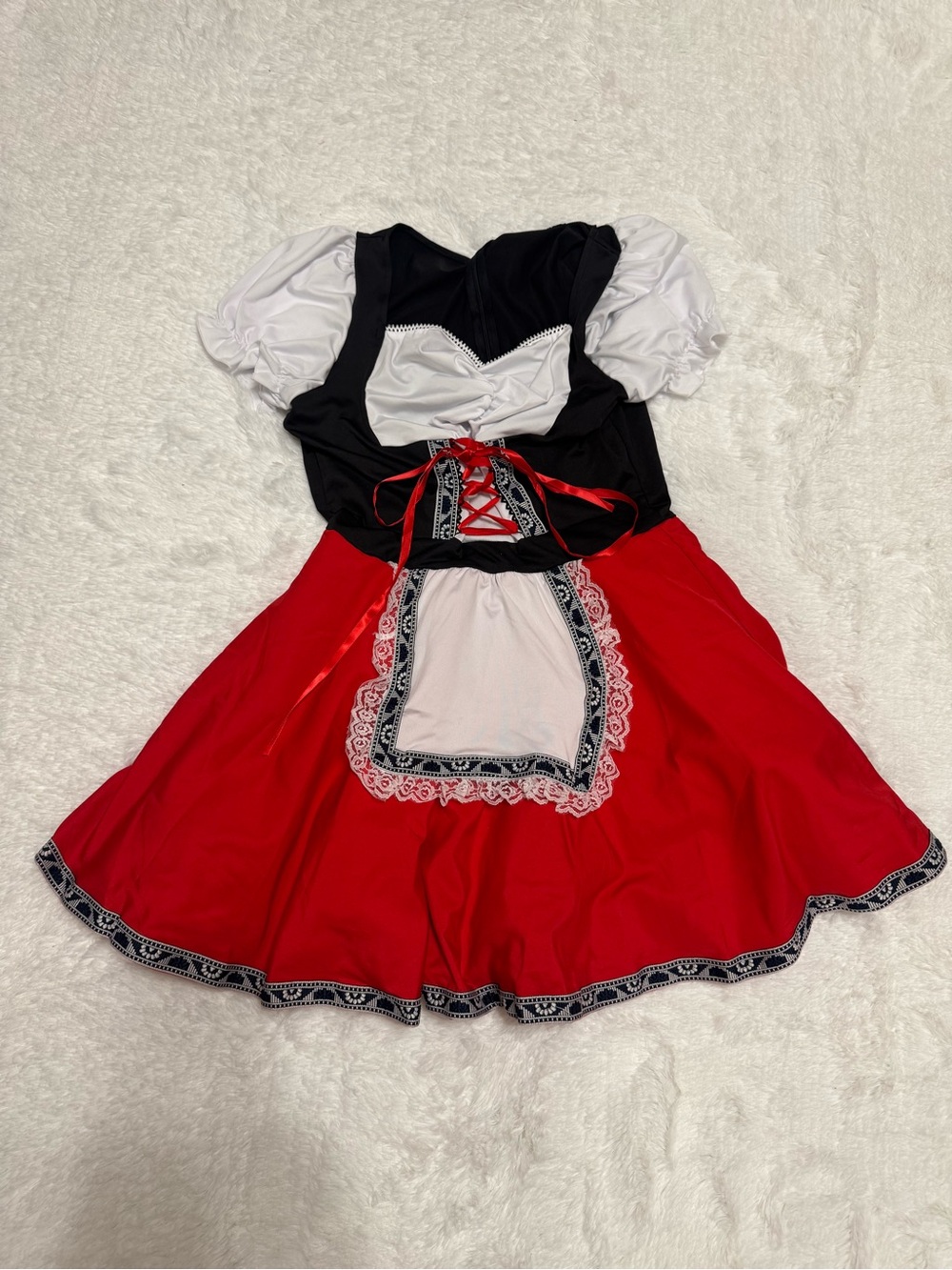 New M Rennisance Peasant Octoberfest dress costume cottage red short apron